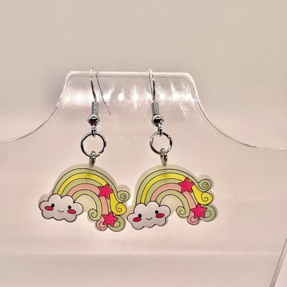 Rainbow Earrings - Summer Spring Earrings - Little Girl Earrings - Kawaii Earrin - Picture 9 of 11